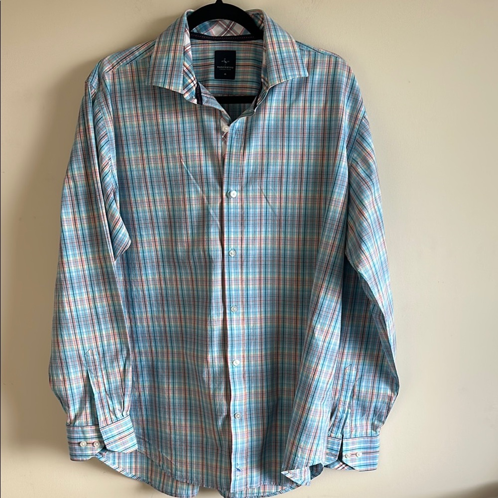 Tailorbyrd Men's Blue Plaid Shirt, XL